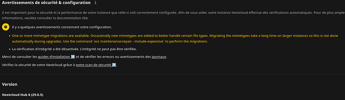 Bug Mise à jour Nextcloud